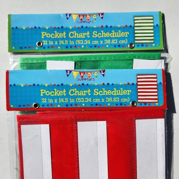 2X Pocket Chart Scheduler Classroom School Supplies Bundle Homeschool Organizer - Picture 1 of 6